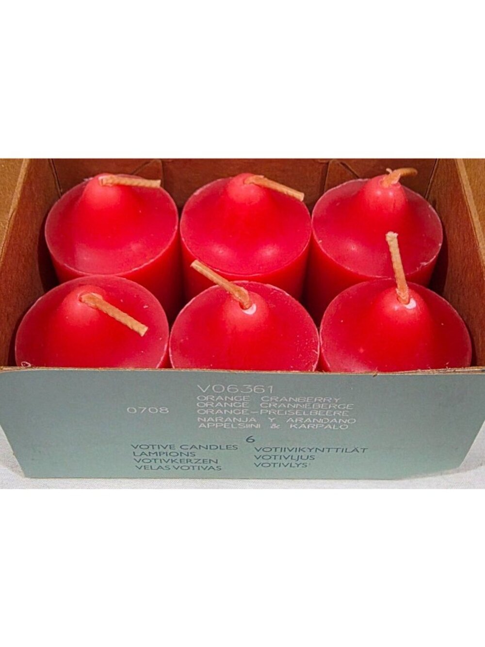 PartyLite ORANGE CRANBERRY set of 6 Votive Candles V06361 NEW open box Retired